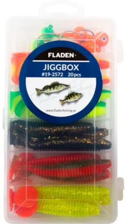 Fladen Ribbed Shad Jigs In Tackle Box 100mm, 20pcs -Campsite & Supply a57b58b3a9b88770